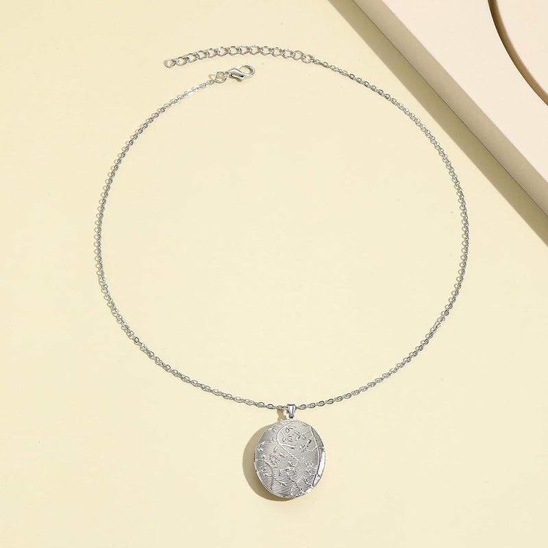 YOUFENG Love Heart Flower Locket Necklace that Holds Pictures Photo Locket Birthday Gifts - Image 3